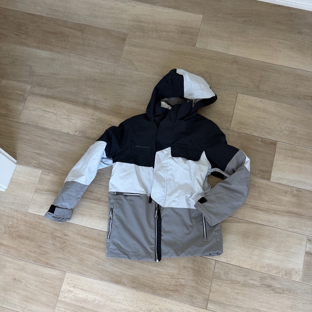 Obermeyer Light Gray, Dark Gray & White Hooded Jacket